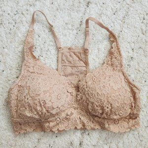 Aerie American Eagle Nude Lace Padded Racerback Bralette Small